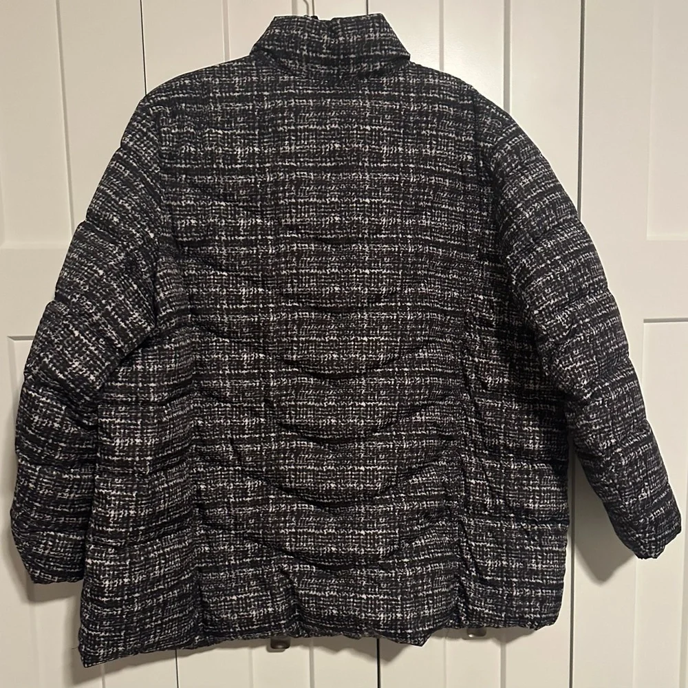 Women's Land’s End Black Graphic Down Full Zip Coat 3X‎